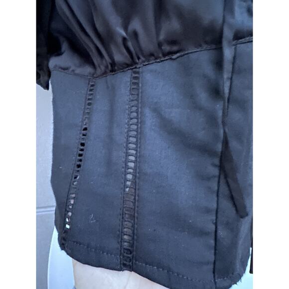 Bebe Black Silk Linen Corset Top Off The Shoulder Y2K Milkmaid Coquette Sz 4 - Picture 8 of 15